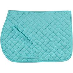 a blue horse saddle pad with a white background