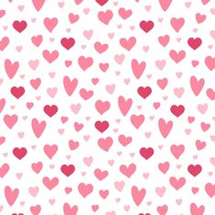 many pink and red hearts on a white background