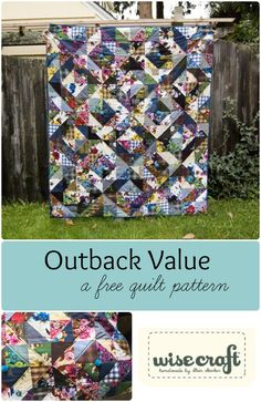 an image of a quilt with the words, outback value and free quilt pattern