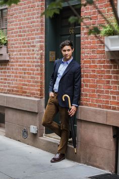 Blue Shirt Brown Pants, Blue Blazer Outfit Men, Navy Blazer Men, Brown Pants Men, Blue Blazer Outfit, Navy Blazers, Light Blue Dress Shirt, Light Blue Shirt