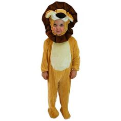 a little boy in a lion costume