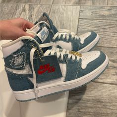 Women’s Nike Size 8 Og Denim High Top Jordan Worn Like Once High Top Jordans, Panda Shoes, Nike Air Women, Nike Air Max Excee, Sneakers Nike Air Max, Running Sneakers Women, Preppy Shoes, Nike Retro, Pretty Shoes Sneakers