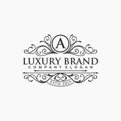 the luxury brand logo is shown in black and white, with an ornate frame around it