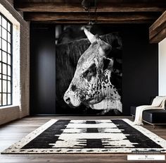 rodeo bull in black and white - bull head cowboy wallpaper mural accent wall Country Western Wallpaper, Wallpaper Statement Wall, Western Office Decor Ideas, High Contrast Black And White, Speakeasy Decor, Rodeo Bull, Black White Wallpaper, Western Wall Decor