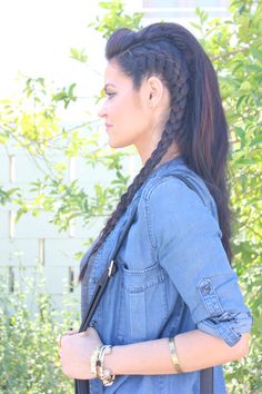 Very different than my usual sense of hair-style, but maybe for a costume or a dance? Also, no tutorial - just inspiration :) Viking Braids, Fest Outfits, Viking Hair, Faux Hawk, Grunge Hair, Hair Dos, Pretty Hairstyles, Hair Hacks, Hair Goals