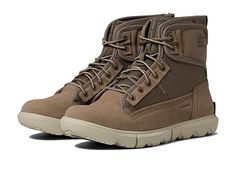 SOREL Explorer Mission Boot Waterproof - Men's Shoes : Wet Sand/Light Clay : Leather sourced from a tannery that achieved a Gold Rating from the Leather Working Group (LWG). The primary materials that compose this product contain a minimum of 20 percent recycled content. Global Recycle Standard (GRS). , Give your feet the control, comfort, and adaptive fit they require in the SOREL Explorer&,#8482, Mission Boot Waterproof. Durable construction for long lasting wear. Heel panel with pull on top t Waterproof Boots Men, Mens Lace Up Work Boots, Durable Military Style Waterproof Boots For Hiking, Sorrel Mens Boots, Military Style Leather Waterproof Boots For Outdoor, Mens Boots Sorel, Durable Military Waterproof Boots For Hiking, Sorel Explorer, Rugged Boots