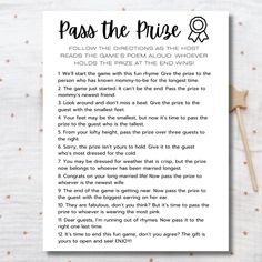 a printable poem with the words pass the price on it and an arrow next to it