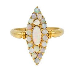 ad eBay - Circa: 1897; via British date letter. Tested as 18 karat gold. Based in Pennsylvania, our team travels daily worldwide in search of the finest antique pieces. Our inventory consists of antique jewelry from the Edwardian, Victorian, Art Nouveau, and Art Deco periods. Antique Oval Multi-stone Opal Ring, Victorian Opal Ring For Formal Occasions, Victorian Yellow Gold Opal Cabochon Ring, Victorian Yellow Gold Cabochon Moonstone Ring, Antique Opal Cabochon Rings, Victorian Yellow Gold Opal Ring With Cabochon, Victorian Yellow Gold Moonstone Cabochon Ring, Victorian Opal Oval Cabochon Ring For Wedding, Victorian Opal Ring For Wedding