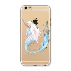 an iphone case with the image of a mermaid on it's back and side