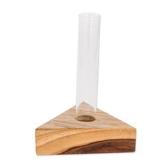 a wooden stand with a glass on it