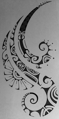 an artistic tattoo design in black and white