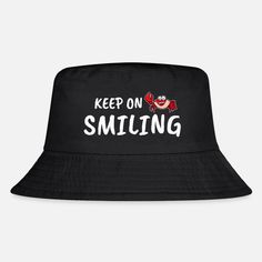 Keep on smiling Kid's Bucket Hat Playful Cotton Bucket Hat For Playtime, Summer Bucket Hat For Outdoor Activities, 5-panel, Fun One-size Bucket Hat For Spring, Playful Bucket Hat With Short Brim, One Size, Keep On Smiling, Kids Bucket Hat, Child Smile, Embroidery Gifts, Bucket Hats