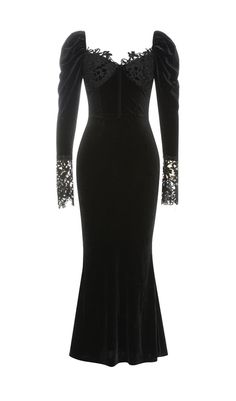 This BLACK ELEGANT V-NECK LACE STITCHING FISHTAIL DRESS adds an air of sophistication to any look. The delicately crafted lace stitching adds intricate detailing to the dress, while the fitted waist and fishtail style silhouette exude elegance. Crafted with uncompromising quality, this piece is sure to make an impression. Gentle Dry Clean OnlyColour may vary due to lighting on images. The product images (without model) are closest to the true colour of the product.Item runs true to size chart an Black Long Sleeve Dress With Lace Work, Elegant Black Stretch Lace Dress, Black V-neck Lace Dress With Scalloped Lace, Black V-neck Scalloped Lace Dress, Formal Black Dress With Lace Work, Black Lace Dress With Lace Cuffs For Evening, Classy Goth, Fishtail Dress, Goth Dress