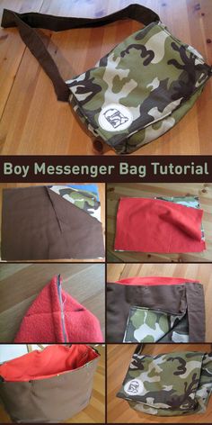 how to make a messenger bag out of an old camo pattern and some fabric