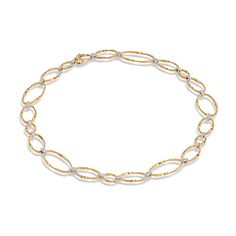 Marco Bicego 18K Yellow Gold and Diamond Flat Link Collar Necklace Marco Bicego Jewelry, New Zealand Jewellery, Marco Bicego, Gold Engraving, Bracelet Online, Gold Price, Stunning Necklace, Signature Collection, Link Necklace