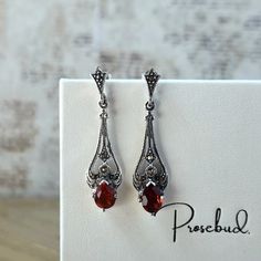 Victorian Dangle Earrings Sterling Silver Marcasite Red Glass 925 Romantic Gothic Dark Academia Speakeasy Filigree Earrings - Etsy Red Hallmarked Evening Jewelry, Red Victorian Sterling Silver Jewelry, Red Sterling Silver Filigree Earrings, Victorian Red Sterling Silver Jewelry, Ornate Red Sterling Silver Earrings, Ornate Red Teardrop Jewelry, Red Filigree Drop Earrings, Red Sterling Silver Earrings For Evening, Red Sterling Silver Evening Earrings