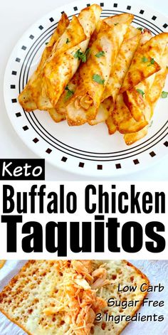 the cover of keto buffalo chicken taquitos