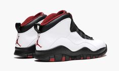 This is the 2012 release of the Air Jordan 10 in its original “Chicago” colorway.  The shoe is presented in the same form you would find at retail in 1995, without the “45” embroidered on each ankle like Michael Jordan’s PE pairs. Pe Shoes, Jordan Retro 10, Air Jordan 10, Jordan 9 Retro, Jordan 10, Jordan 7, Jordan 23, Stadium Goods, Jordan 3