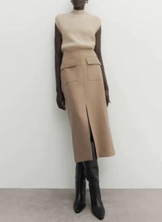 Massimo Dutti Women, Rock Outfit, Textured Skirt, Stylish Skirts, Winter Skirt, Fashion Attire, Skirt Design, Massimo Dutti, Skirt Outfits