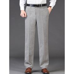 Season:Spring   Fall,Winter; Fabric:Chemical fiber blend; Gender:Men's; Style:Casual,Fashion; Occasion:Daily,Going out,Outdoor; Details:Belt Not Included; Fit Type:Regular Fit; Function:Comfort,Soft,Breathable; Waistline:Mid Waist; Pattern:Plain; Design:Pocket; Pants Type:Dress Pants,Trousers,Winter Pants,Suit Pants,Tweed Pants; Front page:FF; Listing Date:10/17/2023; Hips:; Length:; Waist: Gray Business Bottoms For Fall, Elegant Winter Pants With Welt Pockets, Tweed Pants With Pockets For Fall, Gray Straight Leg Dress Pants For Fall, Fall Tweed Bottoms With Pockets, Elegant Gray Dress Pants For Fall, Gray Winter Business Casual Pants, Elegant Herringbone Pattern Pants For Fall, Elegant Herringbone Pants For Fall