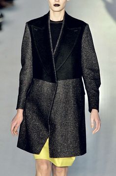 New with tags authentic YSL⚡️FW08 archive runway wool tweed coat, size FR 38 - US Small. Original price $3,195. Oversized peak lapel and front panel in black wool. Colorful slub gray tweed shell, unlined. Tie closure, waist pockets, oversized fit. Well kept in a smoke - free, pet - free environment. Will ship Priority Mail and fully insured. LISTING DISCLAIMER: This is not a clothing rental business. Due to a high number of return/refund requests from eBay members who want to try out, or wear an Designer Wool Coat For Formal Fall Occasions, Wool Coat For Evening Wear In Fall, Luxury Tweed Jacket With Lapel Collar For Fall, Luxury Tweed Jacket With Suit Collar For Fall, Designer Wool Coat With Notch Lapel For Fall, Tailored Wool Coat For Evening In Fall, Designer Wool Tweed Jacket For Fall, Fall Evening Single-breasted Outerwear, Notch Lapel Wool Coat For Winter Evenings