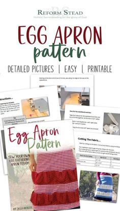 an egg apron pattern is shown with instructions