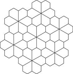 an abstract hexagonal pattern made up of squares and rectangles in black on a white background