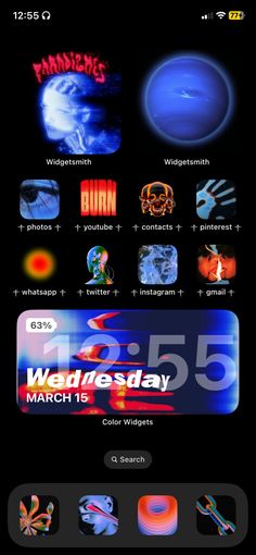 an iphone screen with various logos and numbers on it, including the logo for wednesday