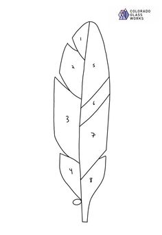 a drawing of a leaf with numbers on it