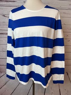 New! Boden Shirt size 10 Womens long sleeve pullover striped top Blue Striped Blouse was just added to eBay. Check it out! #eBay #eBaySeller White Long Sleeve Sweater With Horizontal Stripes, Casual Long Sleeve Striped Sweater, Casual Striped Long Sleeve Sweater, Spring Horizontal Stripe Long Sleeve Sweater, Blue Crew Neck Sweater With Horizontal Stripes, Oversized Striped Long Sleeve Sweater, Blue Striped Long Sleeve Top, Blue Horizontal Stripe Long Sleeve Top, Spring Long Sleeve Tops With Vertical Stripes