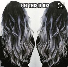 Silver Ombre Hair, Grey Ombre Hair, Silver Hair Color, Black Hair Color, Trendy Hair Color, Hair Color Blue, Ombre Hair Color, Grey Hair Color