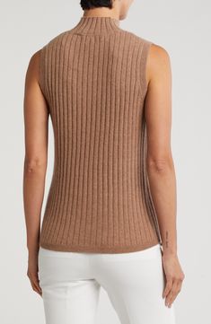 Classic rib knitting sweetens the style of a soft, lightweight sweater perfect for building cold-weather outfits. 24" length (size Medium) Mock neck Sleeveless 100% cashmere Dry clean Imported Rib Knitting, Weather Outfits, Cold Weather Outfits, Lightweight Sweater, Cashmere Sweater, Light Weight Sweater, Cashmere Sweaters, Cold Weather, Mock Neck