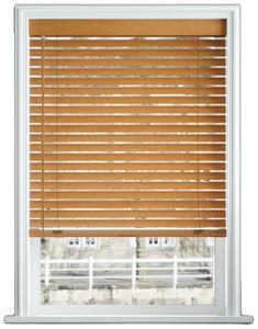 a window with wooden blinds on it