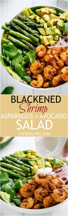 asparagus and shrimp salad with ranch dressing is an easy, healthy side dish