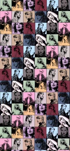 an image of many different colored squares with women's faces on them, all in black and white