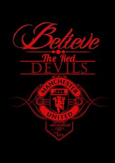 the red devil's logo is shown on a black background, and it says believe the