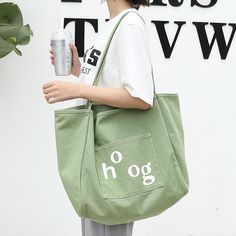 Free U.S. shipping. Style:  , color:Khaki, suite for season：Spring, Summer, Autumn ，Going out, School, Travel, Work, Material Canvas, Fashion Khaki Canvas Soft Tote Bag Large Shoulder Bags for Women Minimalist Tote Bag, Green Tote Bag, Green Tote, Pockets Fashion, Shoulder Bags For Women, Ladies Handbags, Large Shoulder Bags, Casual Tote, Types Of Bag