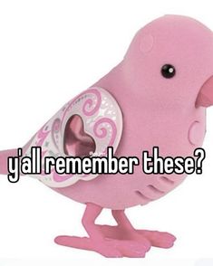 a pink bird with the words y'all remember these?