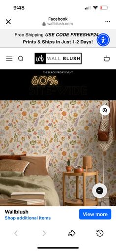 an image of a bedroom with wallpaper and furniture on the website for walibush