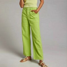 Petite Floria Pants From Anthropologie Brand New W/Tags Summer Color Waist. 18.5in. Rise 13.5 Inseam 22in. Regular Fit Size Xl Yellow Straight Leg Bottoms With Pockets, Yellow Relaxed Fit Pants With Pockets, Relaxed Fit Yellow Pants With Pockets, Green Straight Leg Wide Pants For Summer, Yellow Bottoms With Pockets For Spring, Green Wide-leg Pants With Pockets, Yellow Ankle-length Pants With Pockets, Ankle-length Yellow Pants With Pockets, Yellow Straight Pants With Pockets