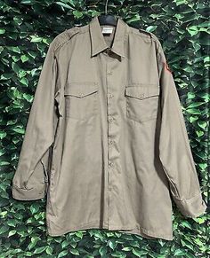 Vintage Royal Rangers Button Up Shirt Khaki Long Sleeve Mens M/L  | eBay Cotton Uniform Shirt With Long Sleeves, Cotton Long Sleeve Uniform Shirt, Military Style Long Sleeve Shirt With Buttons, Vintage Long Sleeve Camp Shirt With Button Closure, Vintage Khaki Button-up Shirt, Military Style Long Sleeve Top With Button Closure, Military Button-up Shirt, Khaki Military Collared Shirt, Vintage Brown Flannel Shirt With Button Closure