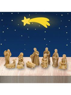 the nativity scene is made out of wood