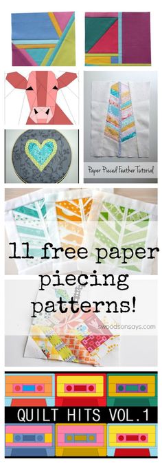 paper piecing patterns with text overlay that says, all free paper piecing patterns