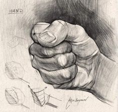 a pencil drawing of a hand holding something