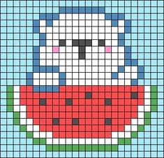 a cross stitch pattern with an animal wearing a watermelon