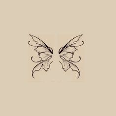 a drawing of two wings on a beige background