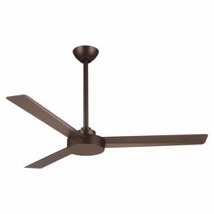 a ceiling fan that is on top of a white wall and it has two blades