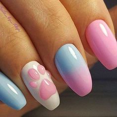 Nails Easy Design, Paw Print Nail, Clear Nail Designs, Unghie Nail Art, Nail Art Gel, Trendy Nail Art Designs, Nails Easy, Easy Design