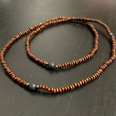 Brown Necklace,Wood Beads And Details With Lava Rock Beads. Beads Necklace Indian, Necklace Wood, Jewerly Making, Necklace Indian, Brown Necklace, Lava Rock, Mens Accessories Jewelry, Beads Necklace, Paracord