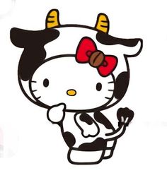 a hello kitty with horns and a bow on her head